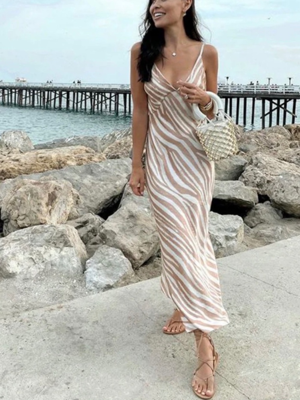 MISA Los Angeles Raisa Dress - Caramel Zebra
